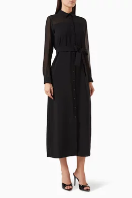 Buy Marella Black Uruguay Shirt Midi Dress in Georgette For Women Online Ounass Bahrain