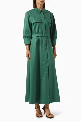 Buy Marella Green Belted Maxi Dress in Cotton blend For Women Online Ounass Bahrain