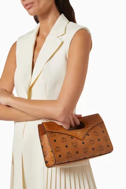 Buy MCM Brown Small Diamond Tote Bag in Visetos For Women Online Ounass Bahrain