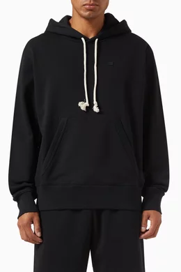 Buy Acne Studios Black Face Logo patch Hoodie in Cotton For Men Online Ounass Bahrain
