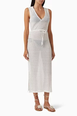 Buy Melissa Odabash White Annabel Belted Dress in Crochet For Women Online Ounass Bahrain