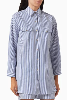 Buy Melissa Odabash Blue Francesca Striped Shirt in Cotton For Women Online Ounass Bahrain