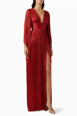 Buy Maria Lucia Hohan Red Harlow Swarovski Crystal Maxi Dress in Silk For Women Online Ounass Bahrain