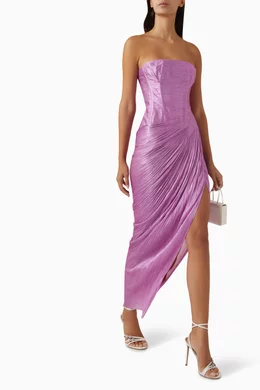 Buy Maria Lucia Hohan Pink Ruby Strapless Midi Dress in Silk Tulle For Women Online Ounass Bahrain