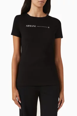 Buy Armani Exchange Black Logo T shirt in Cotton For Women Online Ounass Bahrain