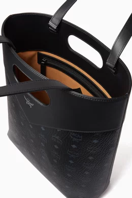 Mcm large tote black best sale