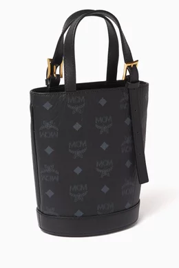 Mcm black bucket bag cheap
