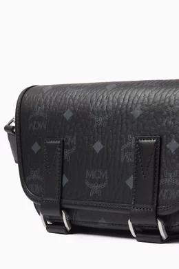 Buy MCM Black Mini Aren Messenger Bag in Visetos For Men Online Ounass Bahrain