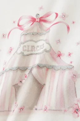 Buy Monnalisa White Circus Print T-shirt in Cotton For Baby Girls Online |  Ounass Bahrain