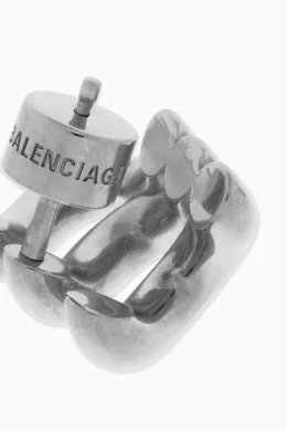 Buy Balenciaga Grey Loop Trio Earrings in Brass For Women Online