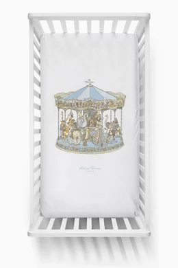 Buy Atelier Choux White Carousel Fitted Sheet in Satin finish Organic Cotton For Baby Boys Online Ounass Bahrain