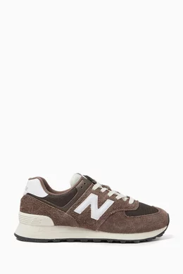 Buy New Balance Brown 574 Low-top Sneakers in Suede Mesh For