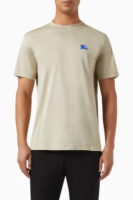 Buy Burberry Green Logo Embroidered T shirt in Cotton For Men Online Ounass Bahrain