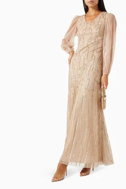 Buy Amelia Rose Neutral Embellished Maxi Dress For Women Online Ounass Bahrain