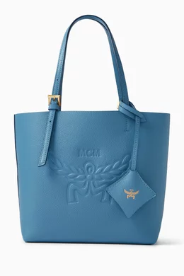 Buy MCM Blue Himmel Shopper Tote Bag in Grained Leather For Women Online Ounass Bahrain