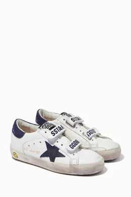 Buy GOLDEN GOOSE White Old School Sneakers with Suede Star in Leather For Girls Online Ounass Bahrain
