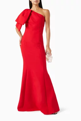 Bow one shoulder dress clearance