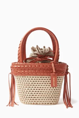 Buy Nannacay Brown Small Taciana Crochet Tote Bag in Cotton and Leather For Women Online Ounass Bahrain