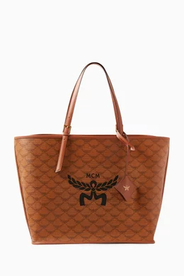 Buy MCM Brown Medium Himmel Shopper Tote Bag in Lauretos Monogram Canvas For Women Online Ounass Bahrain