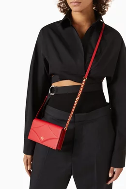 Buy MCM Red Large Diamond Chain Wallet in Spanish Calf Leather For Women Online Ounass Bahrain