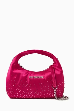 Buy Love Moschino Red Majestic Embellished Bag in Satin For Women Online Ounass Bahrain