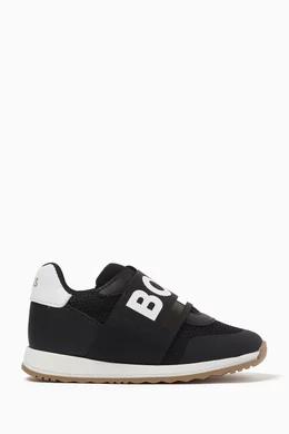 Buy BOSS Kidswear Black Logo Sneakers in Mesh For Boys Online Ounass Bahrain