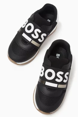 Buy BOSS Kidswear Black Logo Sneakers in Mesh For Boys Online Ounass Bahrain