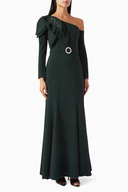 Buy Amri Green One shoulder Belted Maxi Dress For Women Online Ounass Bahrain