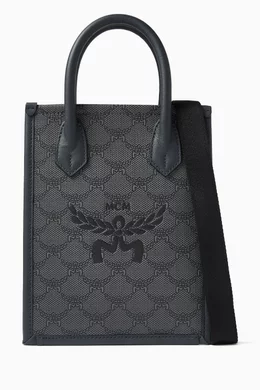 Buy MCM Grey Mini Aren Tote Bag in Lauretos Monogram Canvas For Men Online Ounass Bahrain