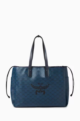Mcm canvas tote hot sale