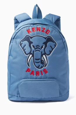 Buy KENZO KIDS Blue Embroidered elephant Backpack For Boys Online Ounass Bahrain