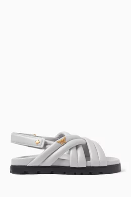 Buy MCM Grey Cross Sandals in Lamb Leather For Women Online Ounass Bahrain