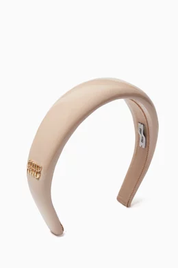 Buy Miu Miu Pink Logo Headband in Patent Leather For Women  display picture 2