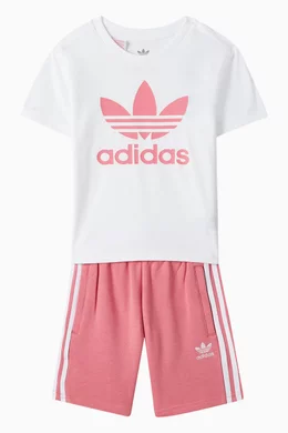Buy adidas Multicolour Adicolor T shirt Shorts Set in Cotton jersey For Girls Online Ounass Bahrain