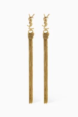 Buy SAINT LAURENT Gold Cassandre Tassel Earrings in Brass For Women Online Ounass Bahrain