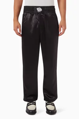 Buy Beautifully Said Black Fighter Pants in Satin For Men Online Ounass Bahrain