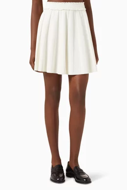Buy SANDRO White Flared Mini Skirt in Pointelle Knit For Women Online Ounass Bahrain