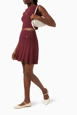 Buy SANDRO Burgundy Pleated Mini Skirt in Stretch Knit For Women Online Ounass Bahrain