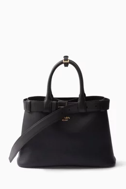 Buy Prada Black Medium Buckle Tote Bag in Leather For Women Online Ounass Bahrain