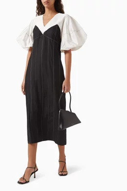 Buy Lovebirds Black Straight cut Puff sleeves Maxi Dress For Women Online Ounass Bahrain