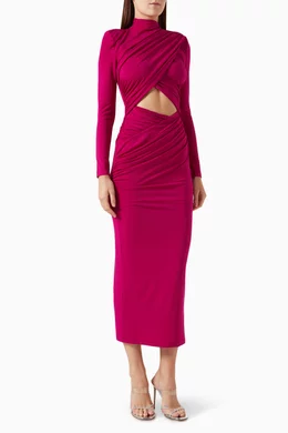 Buy Misha Pink Emmeline Midi Dress in Matte Jersey For Women Online Ounass Bahrain