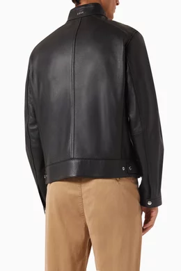 Boss men's leather jacket sale top