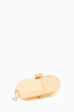 Buy Marzook Gold Pill Clutch Bag in Gold plated Brass For Women Online Ounass Bahrain