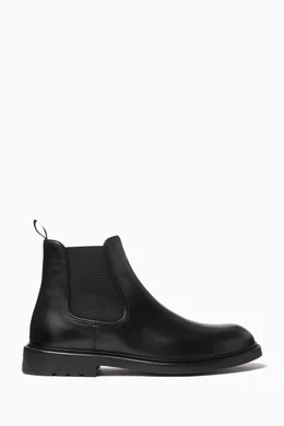 Buy Magnanni Black Blak Slip on Boots in Leather For Men Online Ounass Bahrain