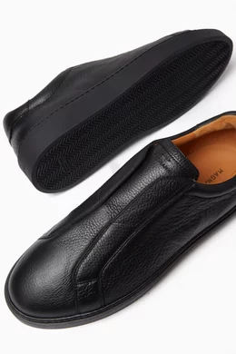 Buy Magnanni Black Lotto Slip-on Sneakers in Leather For Men