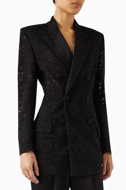 Buy SAINT LAURENT Black Tuxedo Jacket in Lace Guipure For Women Online Ounass Bahrain
