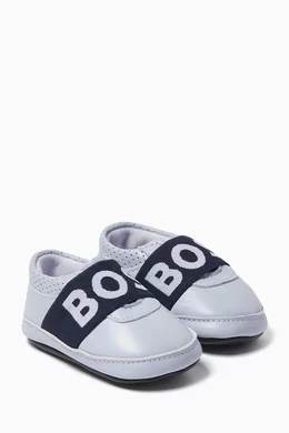 Buy BOSS Kidswear Blue Logo Booties in Leather For Kids Online Ounass Bahrain