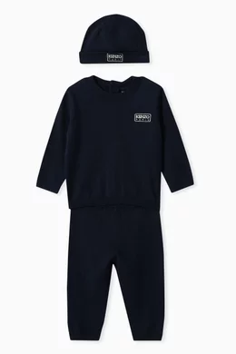 Buy KENZO KIDS Blue Knitted Tracksuit Set in Cotton Cashmere For Baby Boys Online Ounass Bahrain