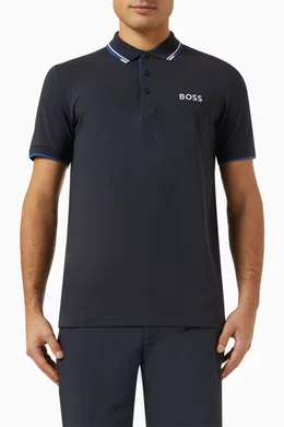 Buy BOSS Blue Contrast Logo Polo Shirt in Cotton blend For Men Online Ounass Bahrain