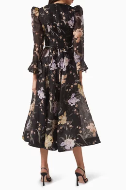 knee length dresses for ladies Zimmermann Eden Long Sleeve Midi Dress Size 3/ AU 14